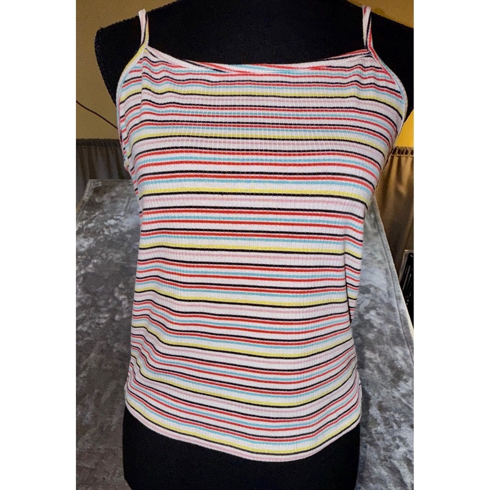 Cotton Emporium Striped Cami Women L Multicolor Excellent Ribbed